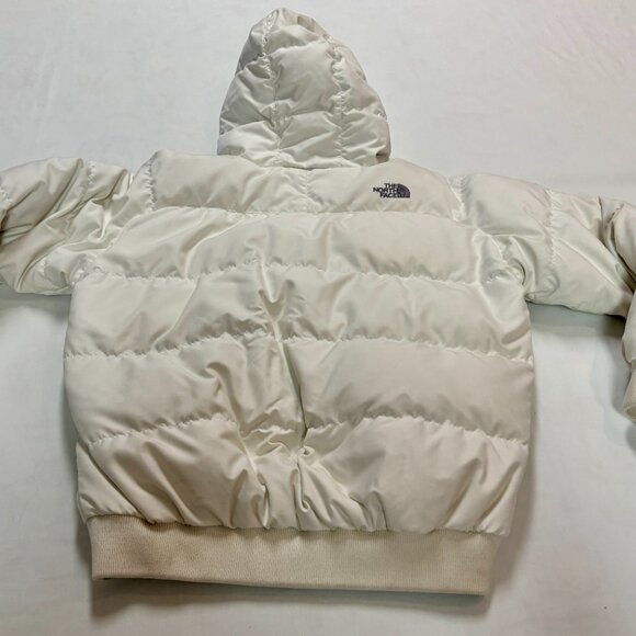 ~~The North Face Women’s White Hooded 550 Fill Down Puffer L Jacket - Picture 7 of 7